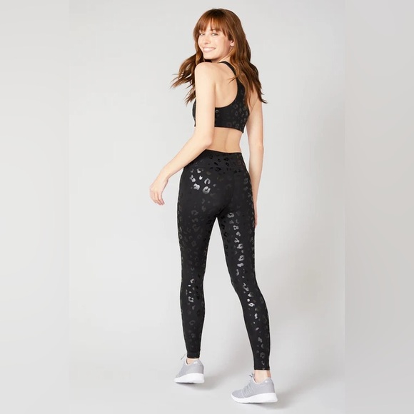 NEW Terez UpLift Leggings in Black Cheetah Foil Size XL - Picture 4 of 8